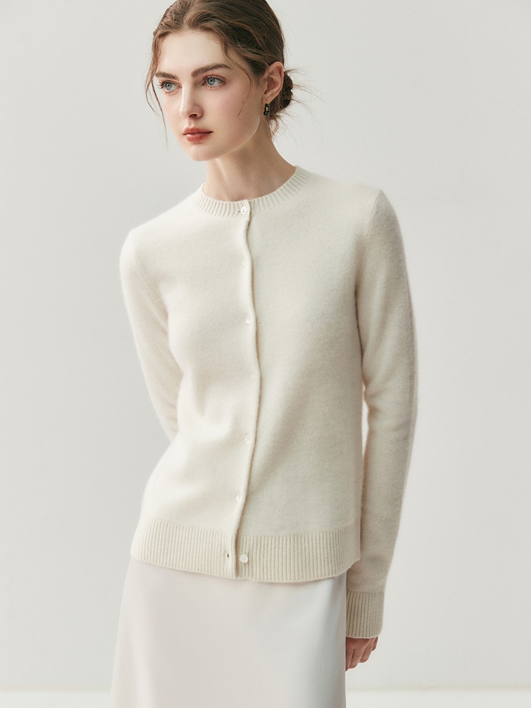 Wool Coat Peacoat - เสื้อคลุมคาร์ดิแกนผู้หญิง CHICUU สำหรับฤดูใบไม้ร่วงและฤดูหนาว ผ้าหนา คอทรงโอ เรียบง่าย