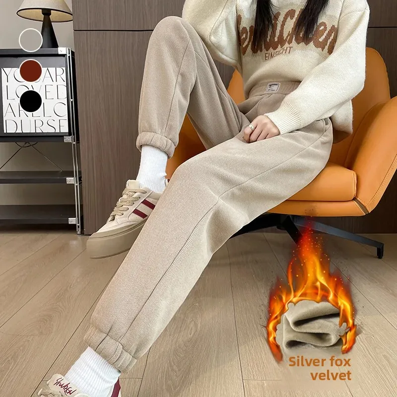 Corduroy Pant Warm - กางเกงขายาวบุขนหนานุ่มสำหรับฤดูหนาว กางเกงกีฬาผ้าคอร์ดดูรอยหนา อุ่นสบาย กางเกงลำลองสำหรับผู้หญิง