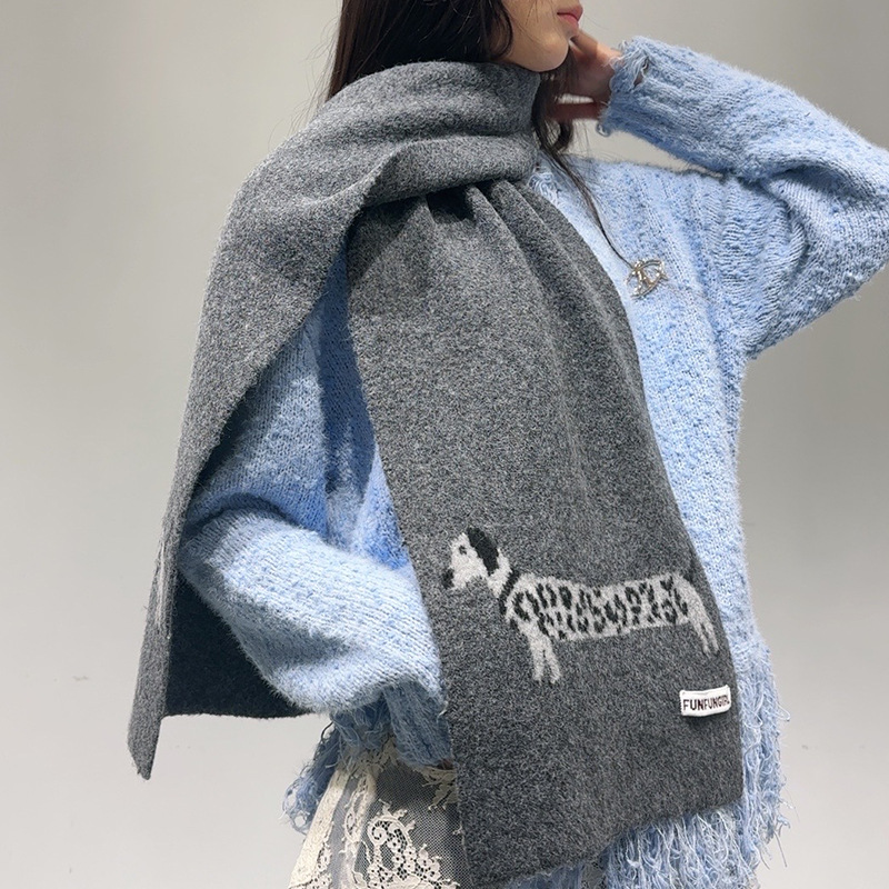 Wool Scarf Men - ผ้าพันคอไหมพรมผสมขนสัตว์ลายแจ็คการ์ดสไตล์เกาหลี สำหรับผู้หญิงและผู้ชาย อุ่นสบาย ใช้งานได้หลากหลาย ผ้าคลุมไหล่เนื้อนุ่ม สำหรับฤดูใบไม้ร่วงและฤดูหนาว