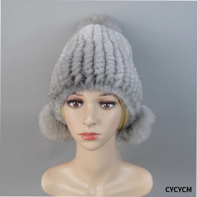 หมวกขนมิงค์แท้สำหรับผู้หญิง ลด - Knit Beanie Hat Warm บทวิจารณ์และราคา