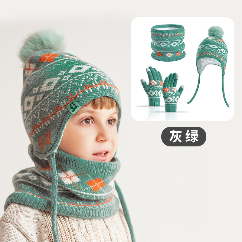 ชุดหมวกไหมพรม ผ้าพันคอ ถุงมือ  - Knit Beanie Hat Warm บทวิจารณ์และราคา